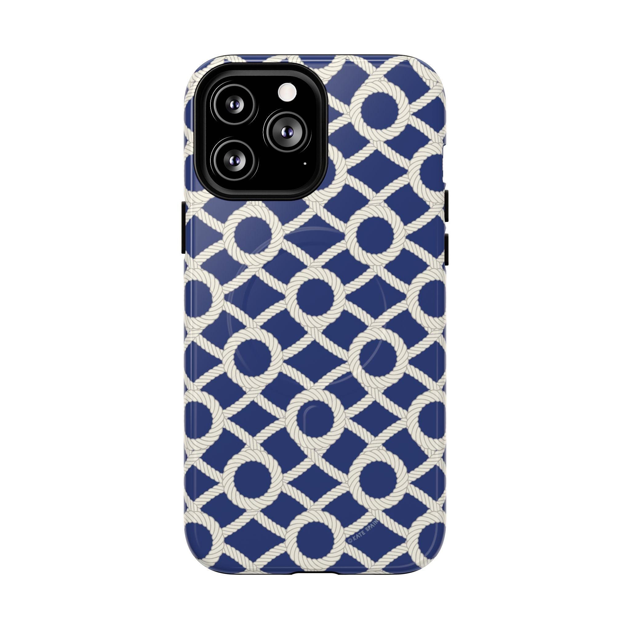 Sailor's Knot MagSafe iPhone 13 Pro Max Case – Glossy | cream, navy nautical print