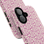 Lily Rose iPhone 17 Case – Glossy | angled view showing camera cutout and buttons — botanical phone case by Kate Spain