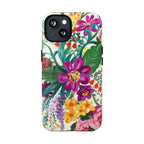Posy MagSafe iPhone 13 Case – Glossy | cream, magenta, coral botanical floral print
