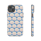 Seashells Tough iPhone 15 Plus Case – Matte | periwinkle, cream, blush scallop shell print
