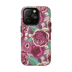 Luxury Tea Rose Burgundy MagSafe iPhone 14 Pro Case – Matte | burgundy, magenta, plum botanical rose floral print