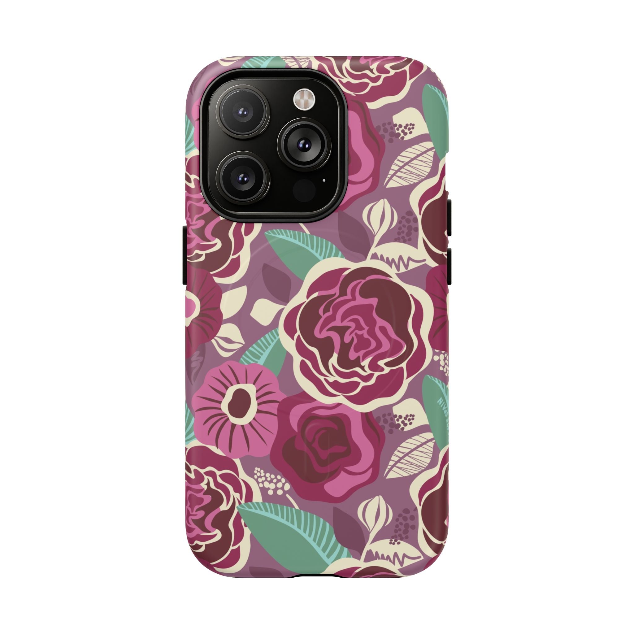 Luxury Tea Rose Burgundy MagSafe iPhone 14 Pro Case – Matte | burgundy, magenta, plum botanical rose floral print