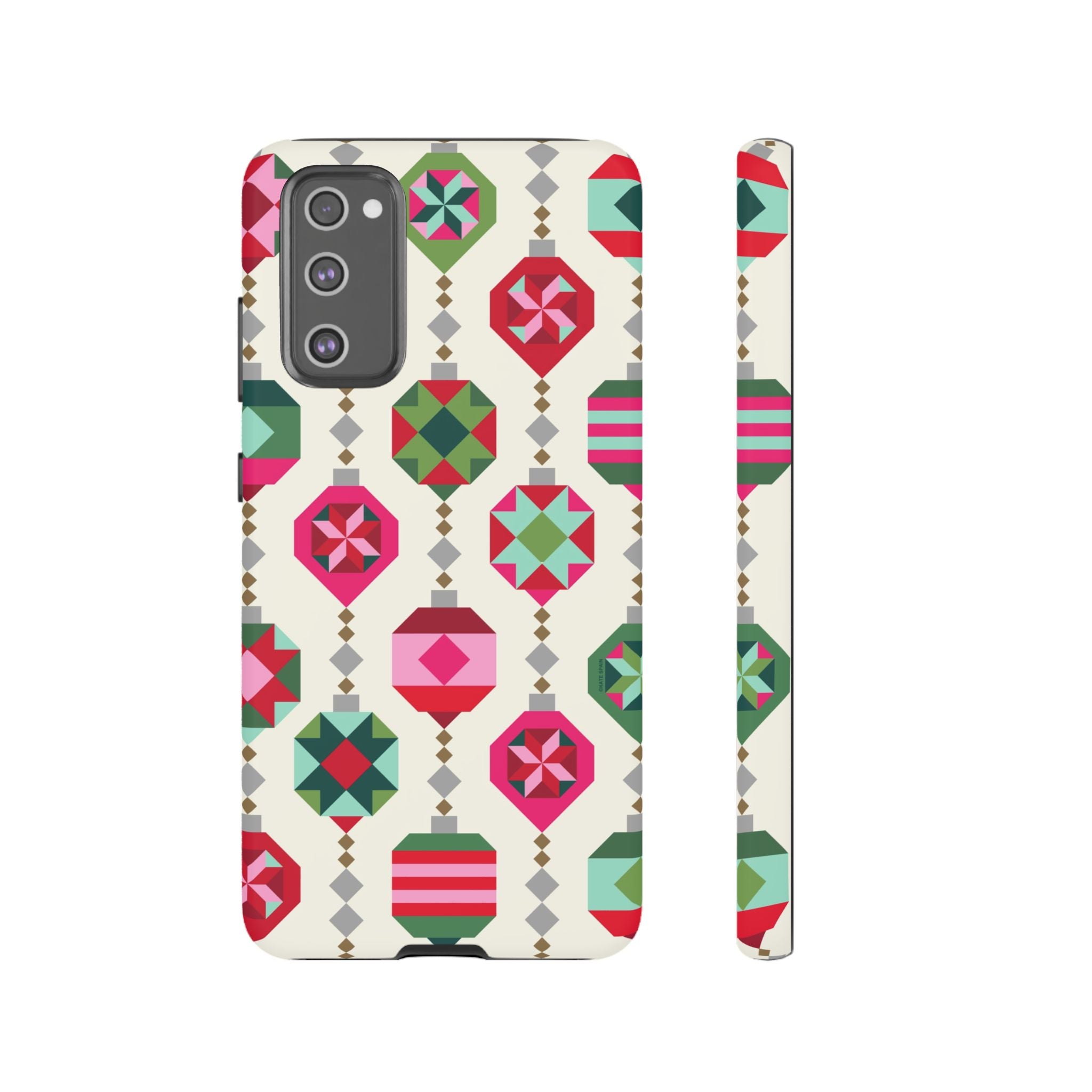 Felicity Ornaments Samsung Galaxy S21 FE Case – Matte | cream, red, pink, green, mint geometric quilted ornament print