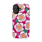 Panache Rose Tough iPhone 17 Case – Glossy | berry, cream white, peach anemone floral print