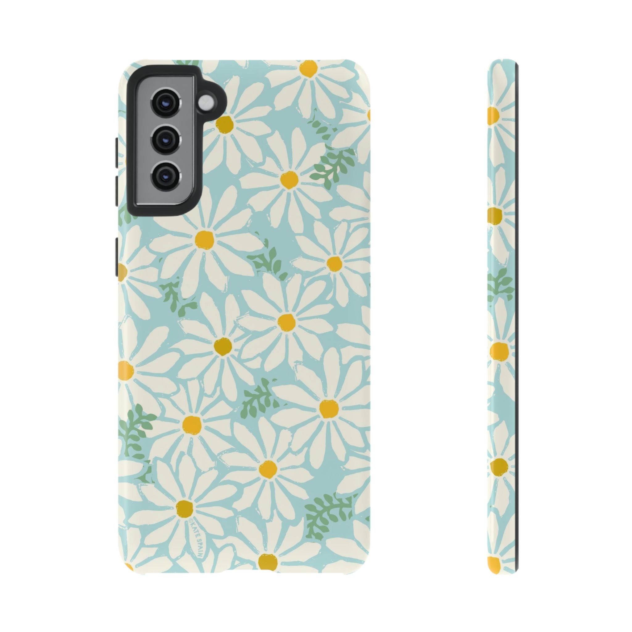 Luxury Daisies Samsung Galaxy S21 Plus Case – Glossy | white, yellow, aqua daisy floral print