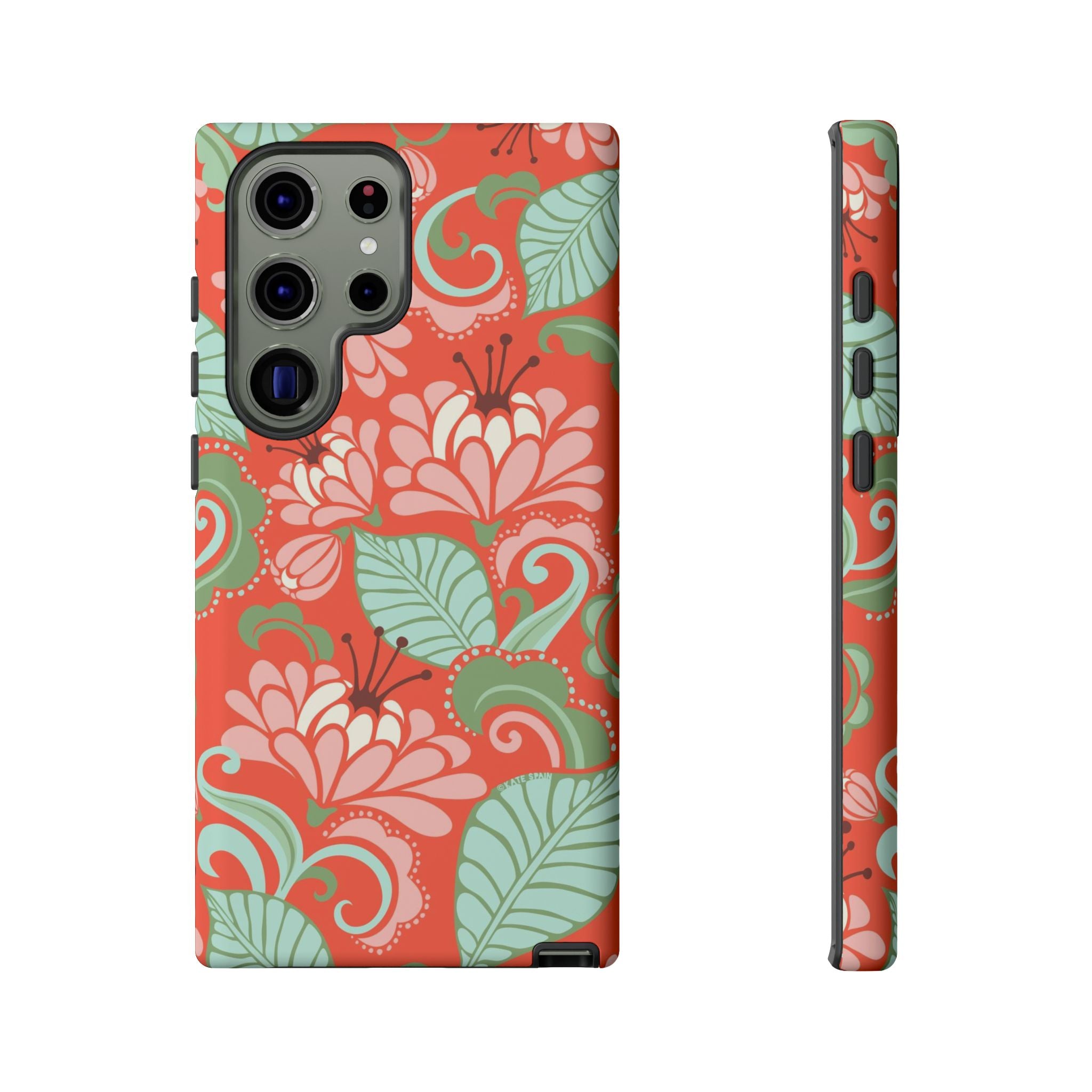 Designer Sarabande Samsung Galaxy S23 Ultra Case – Matte | coral, blush, mint tropical floral print