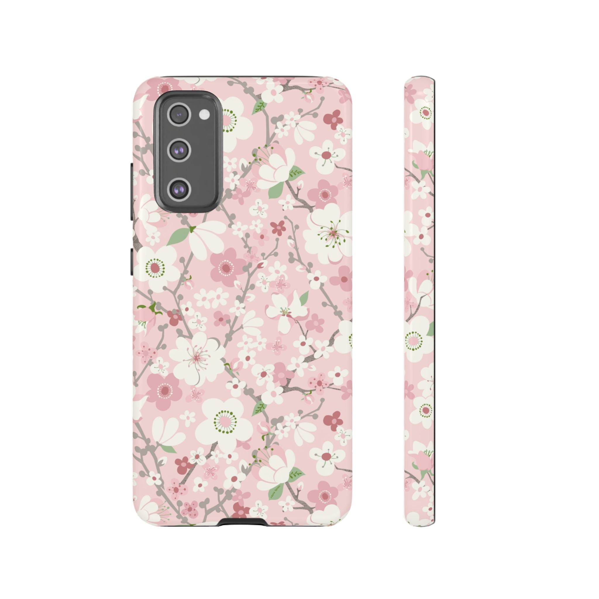 Luxury Pink Cherry Blossom Samsung Galaxy S20 FE Case – Glossy | pink, white, cherry blossom floral print