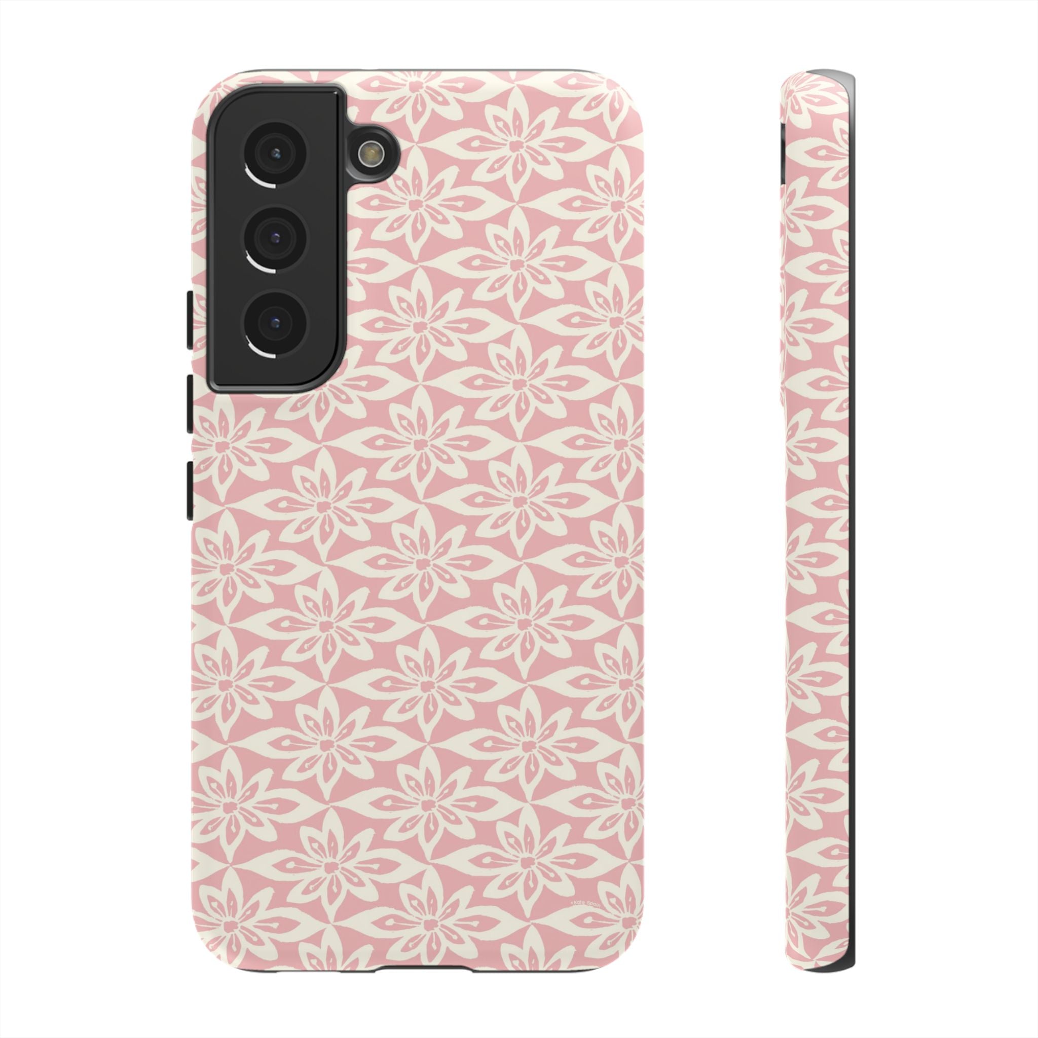 Lily Pastel Pink Samsung Galaxy S22 Matte case — graphic white lily print on dreamy pastel pink — botanical phone case by Kate Spain