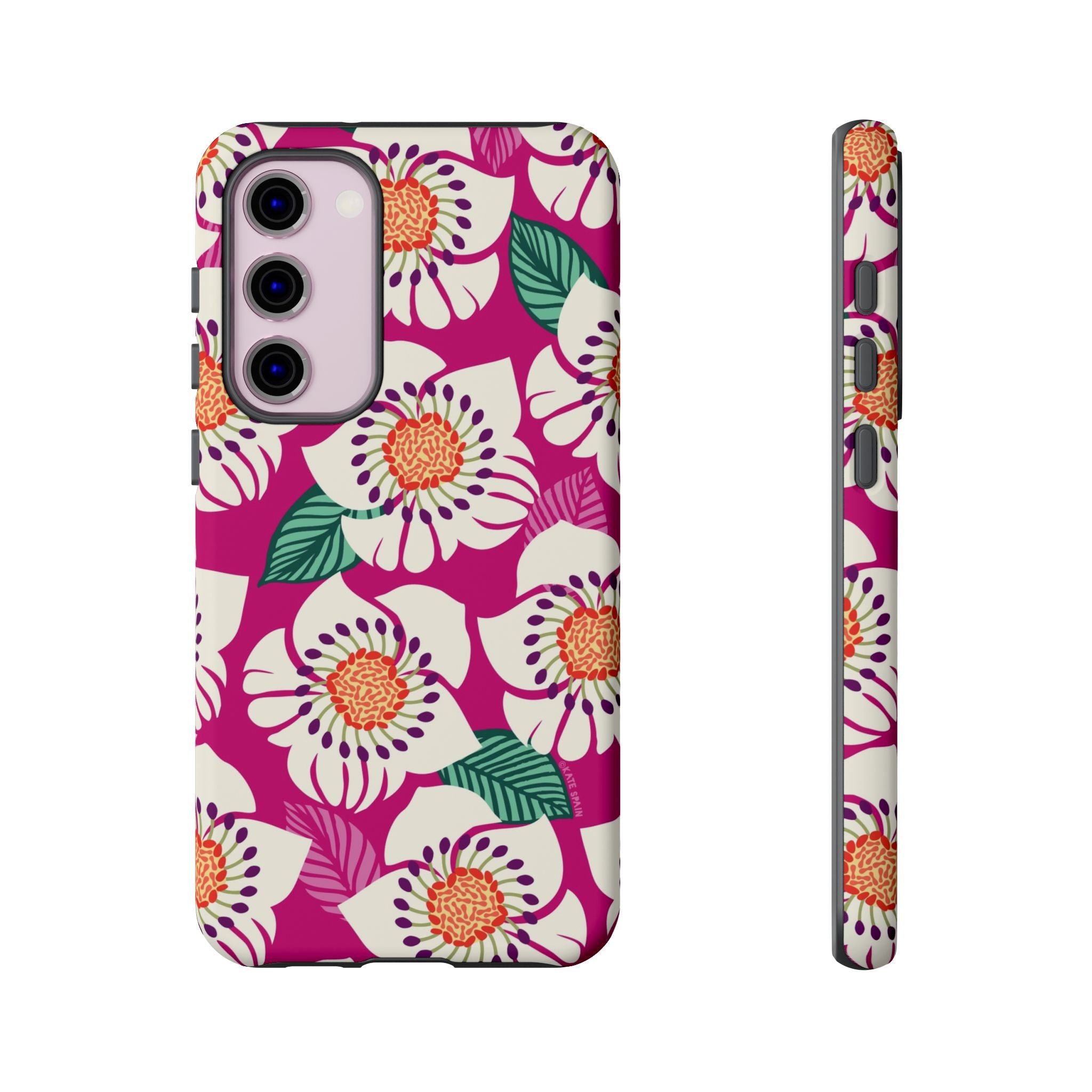 Artistic Panache Samsung Galaxy S23 Plus Case – Matte | berry, cream white, peach anemone floral print