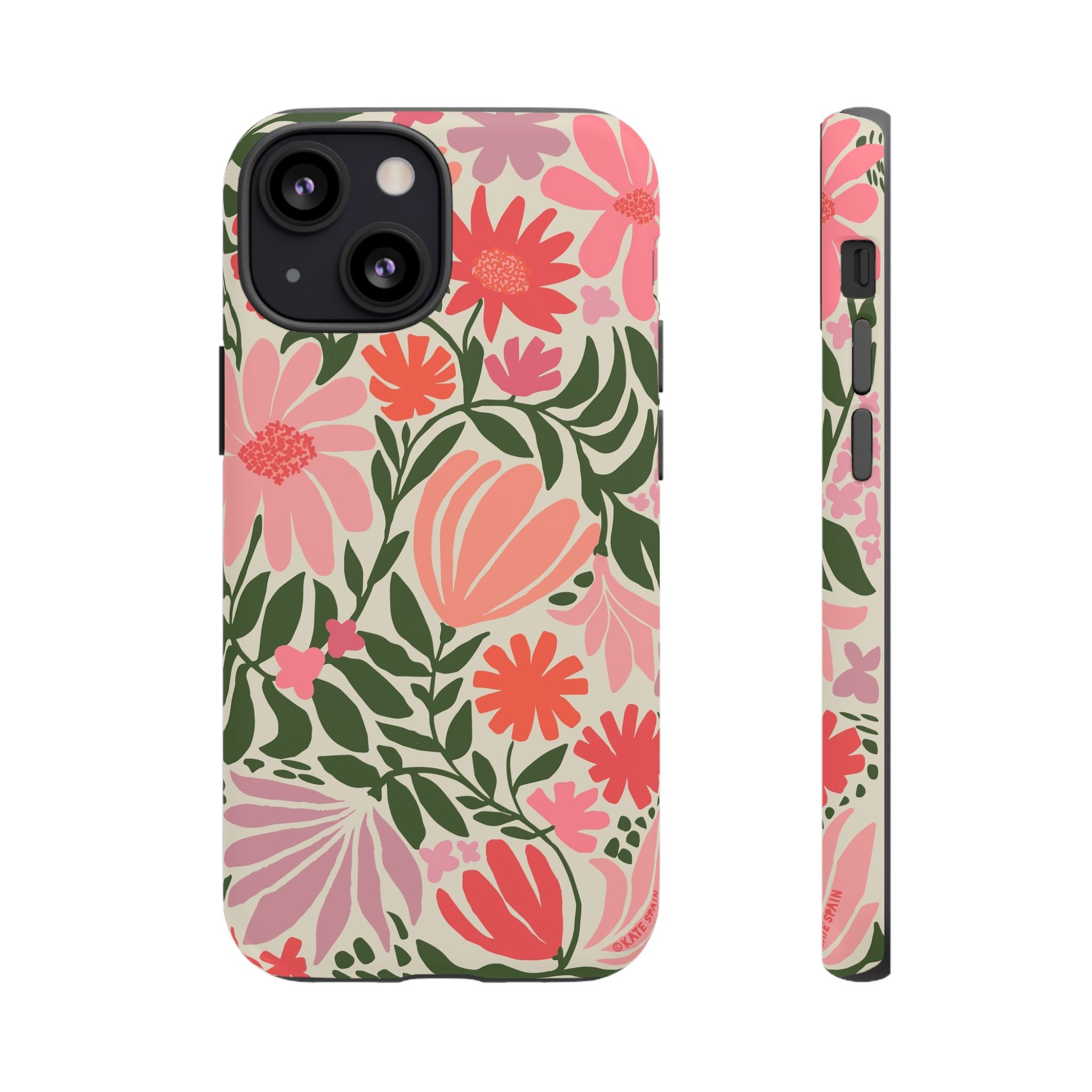 Calendula Tough iPhone 13 Mini Case – Matte | periwinkle, cream, teal graphic daisy floral print
