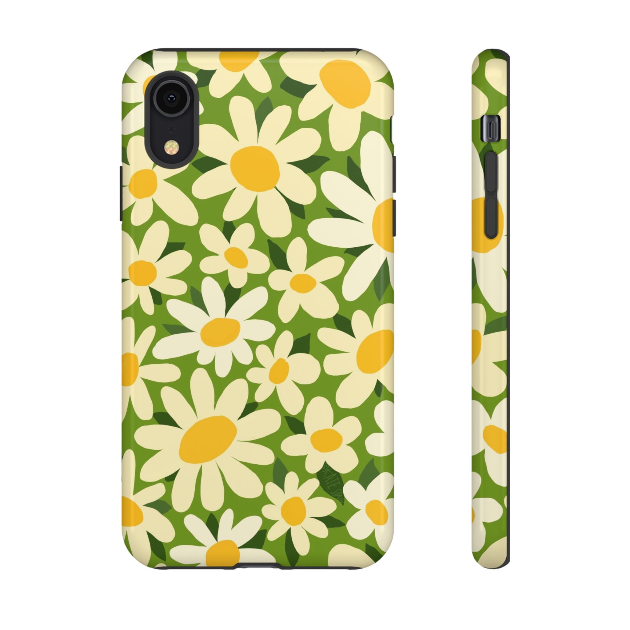 Shasta Daisy Tough iPhone XR Case – Glossy | green, white, yellow daisy floral print