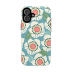 Panache Floral Tough iPhone 16 Plus Case – Matte | sky blue, pale cream, pink anemone floral print