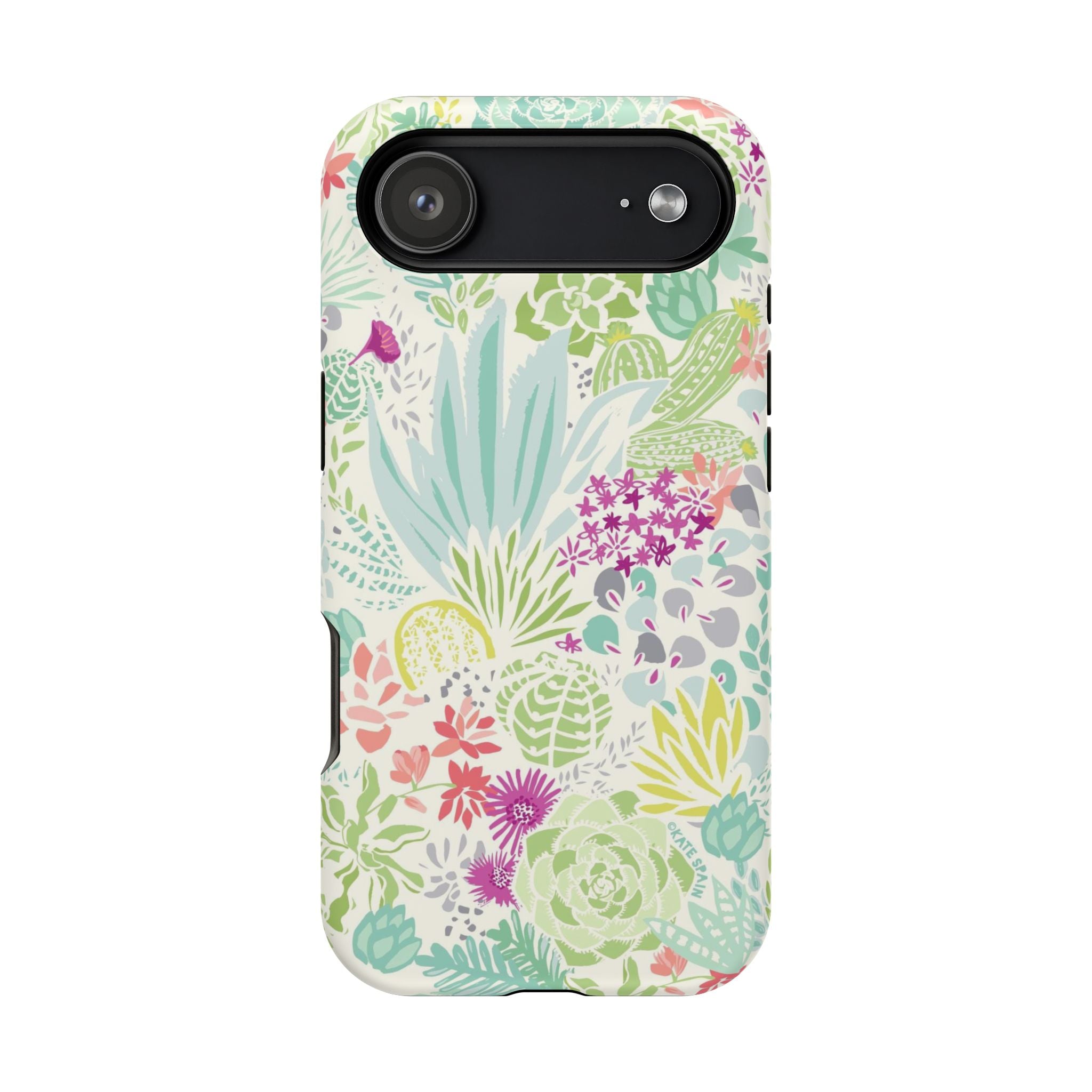 Canyon MagSafe iPhone 17 Air Case – Matte | aqua, coral, purple, sage green succulent and cactus print
