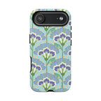 Lantern Flower Tough iPhone 17 Air Case – Matte | aqua, periwinkle, green botanical lantern floral print