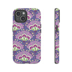 Lantern Flower Tough iPhone 15 Case – Matte | periwinkle, purple, mauve, sage botanical lantern floral print