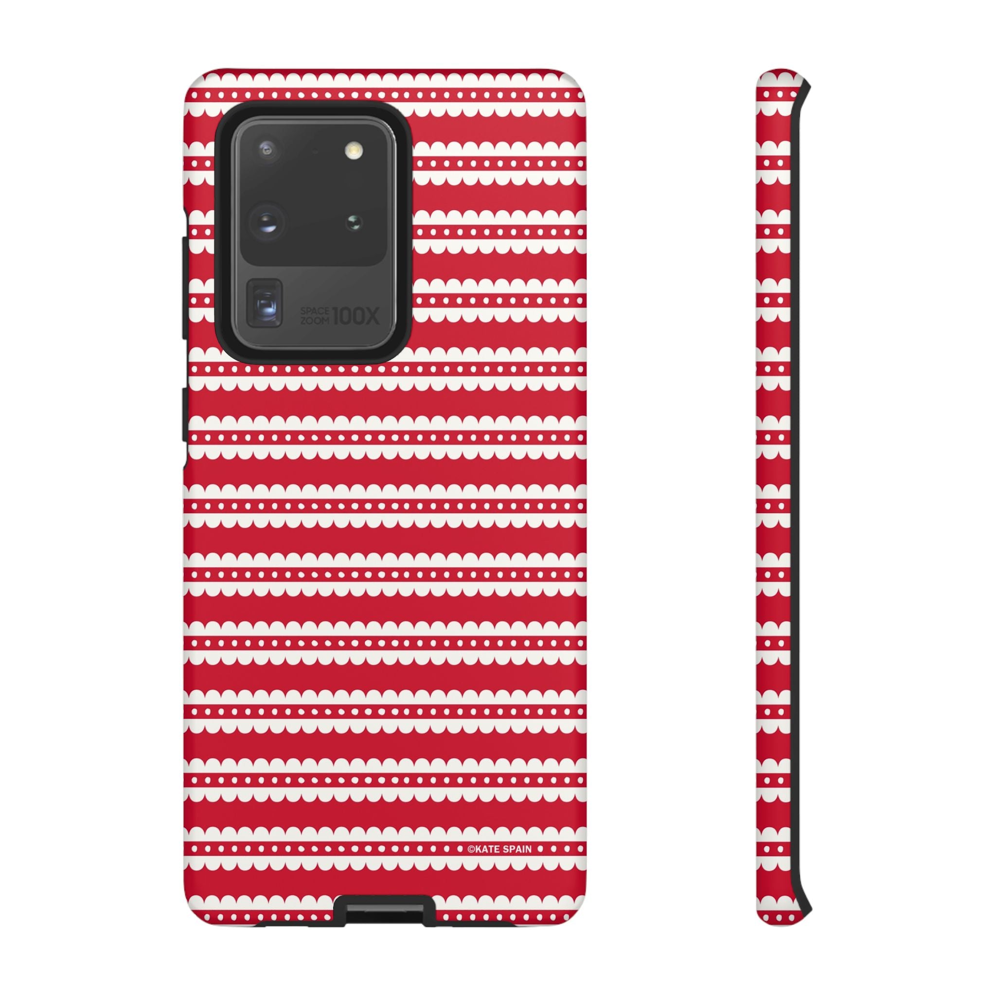 Candy Cane Stripe Samsung Galaxy S20 Ultra Case – Matte | red, cream scalloped candy cane stripe print