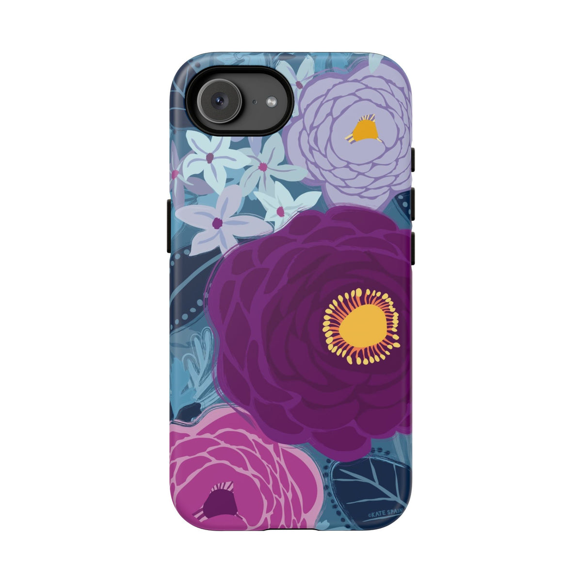Bloomerie Violet Tough iPhone 17e Case – Matte | navy, purple, magenta botanical peony floral print