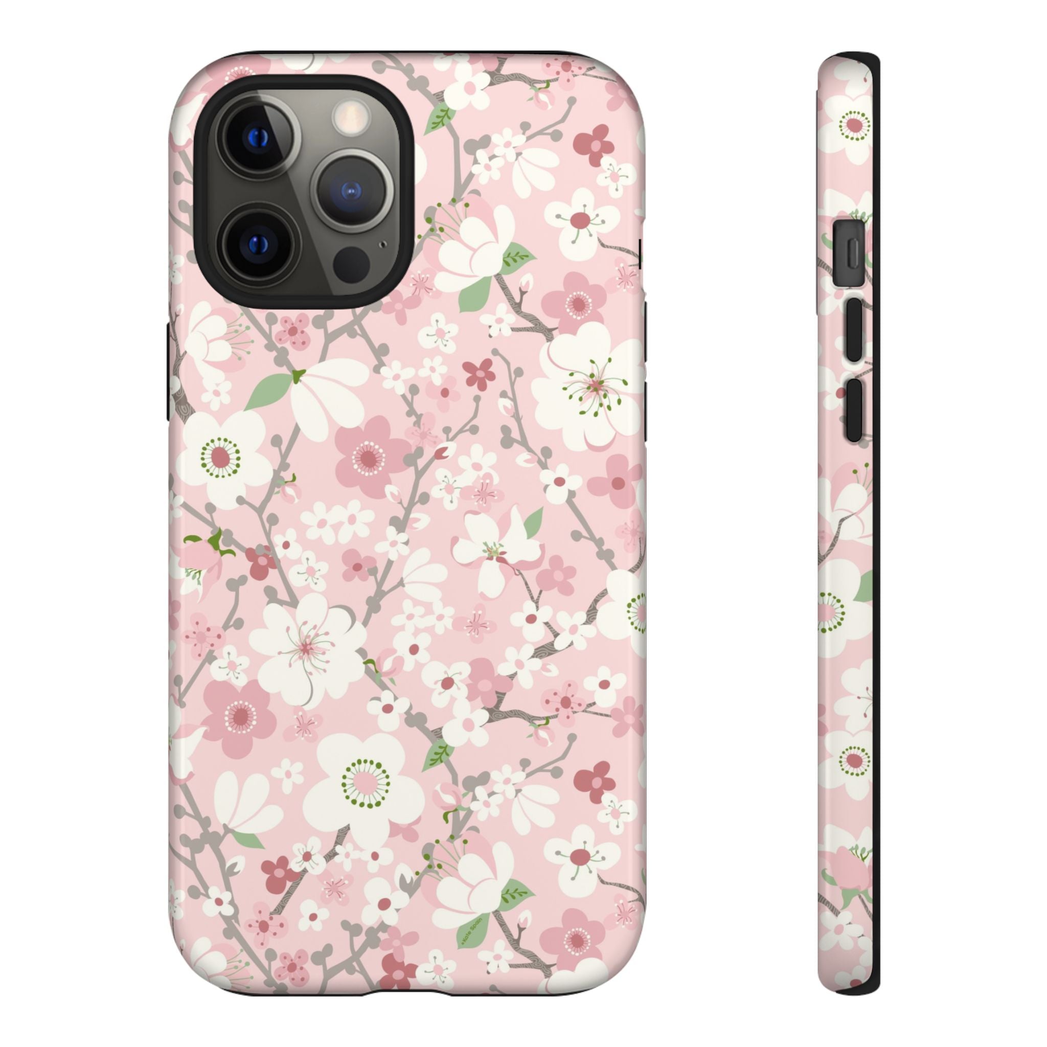 Luxury Pink Cherry Blossom Tough iPhone 12 Pro Max Case – Glossy | light pink, white, cherry blossom floral print