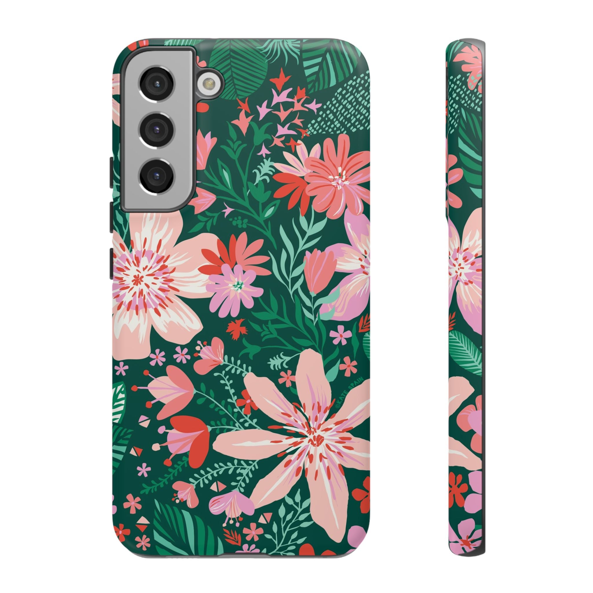 Tropical Bonaire Samsung Galaxy S22 Plus Case – Matte | jade, pink, white tropical floral botanical print