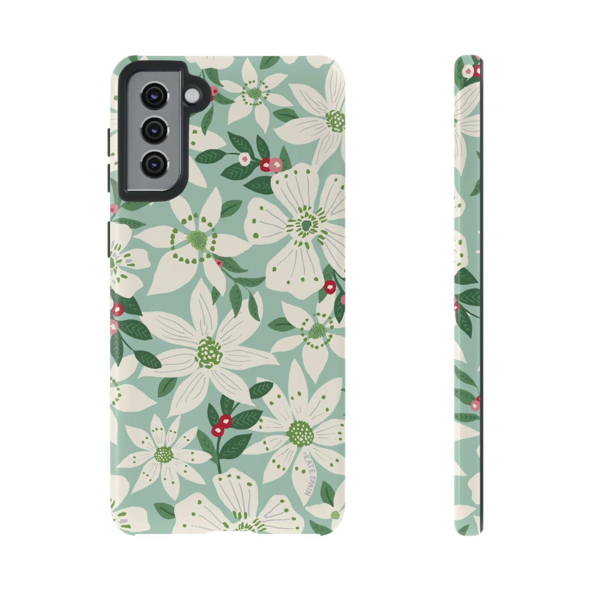 Gardenia Samsung Galaxy S21 Plus Case – Glossy | white, cream, green gardenia botanical print
