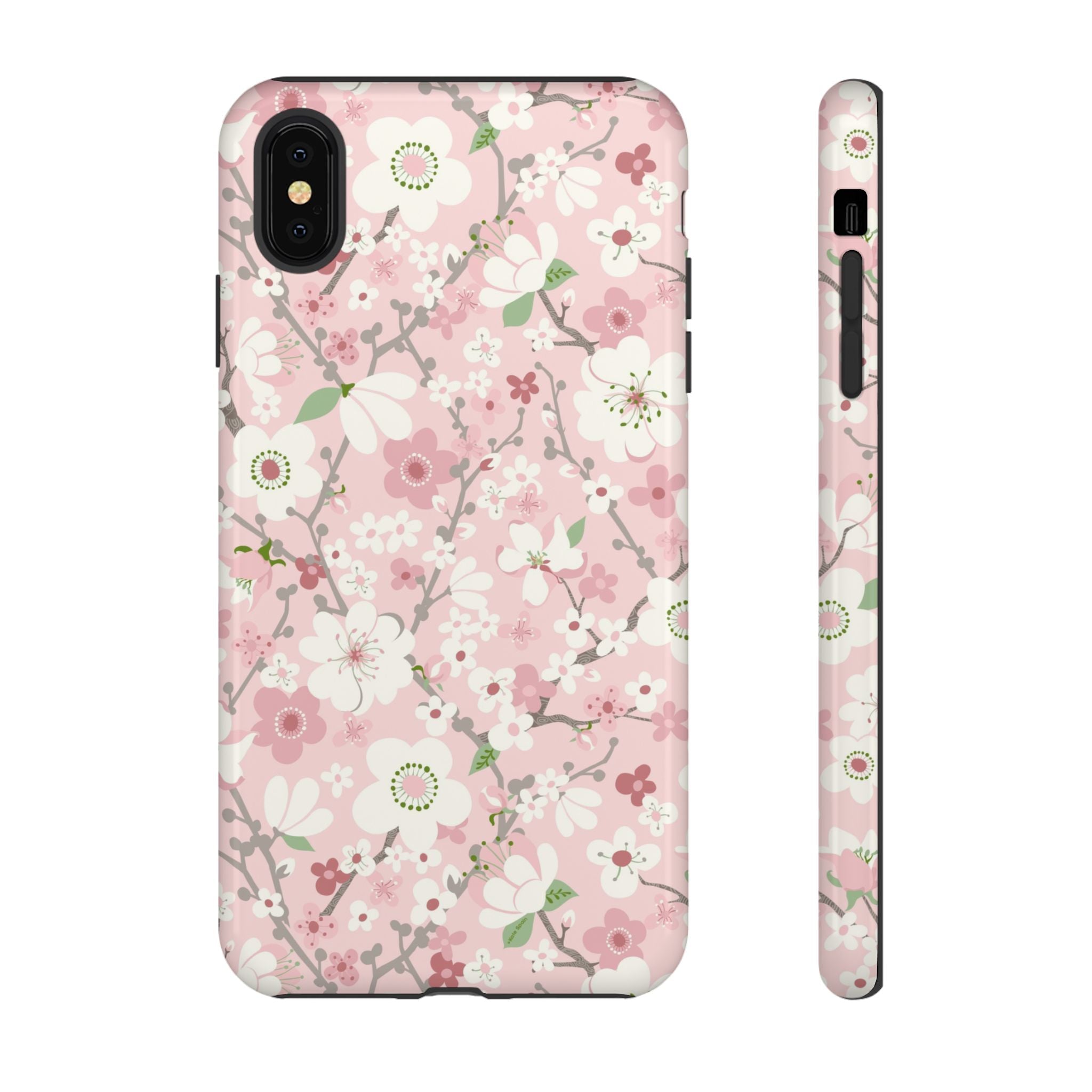 Luxury Pink Cherry Blossom Tough iPhone XS MAX Case – Glossy | light pink, white, cherry blossom floral print