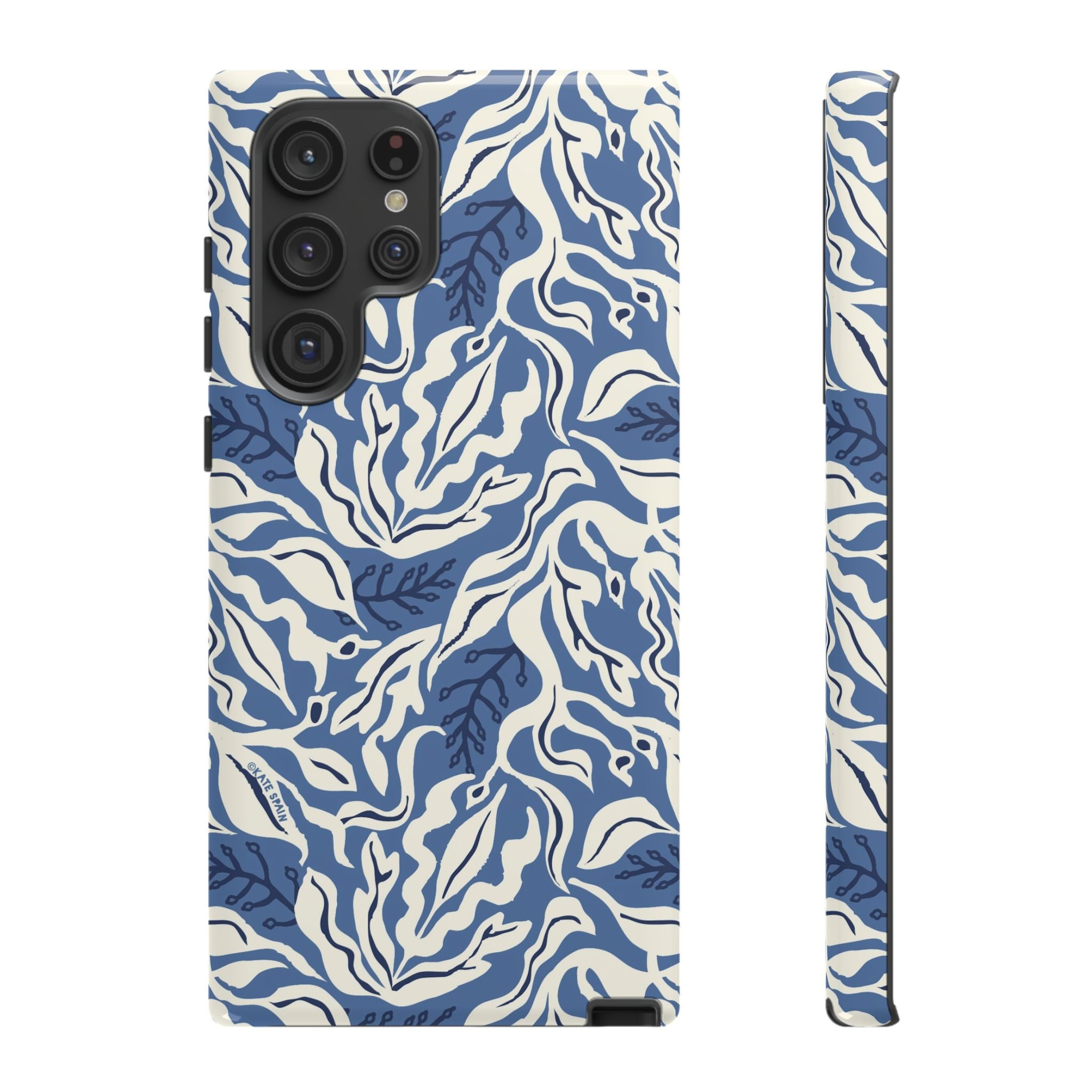 Luxury Ocean Tides Samsung Galaxy S22 Ultra Case – Glossy | blue and white tidal bed ocean print