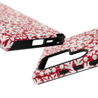 Flurry Samsung Galaxy S24 Ultra Case – side view of case buttons and ports | white, red geometric snowflake tile print