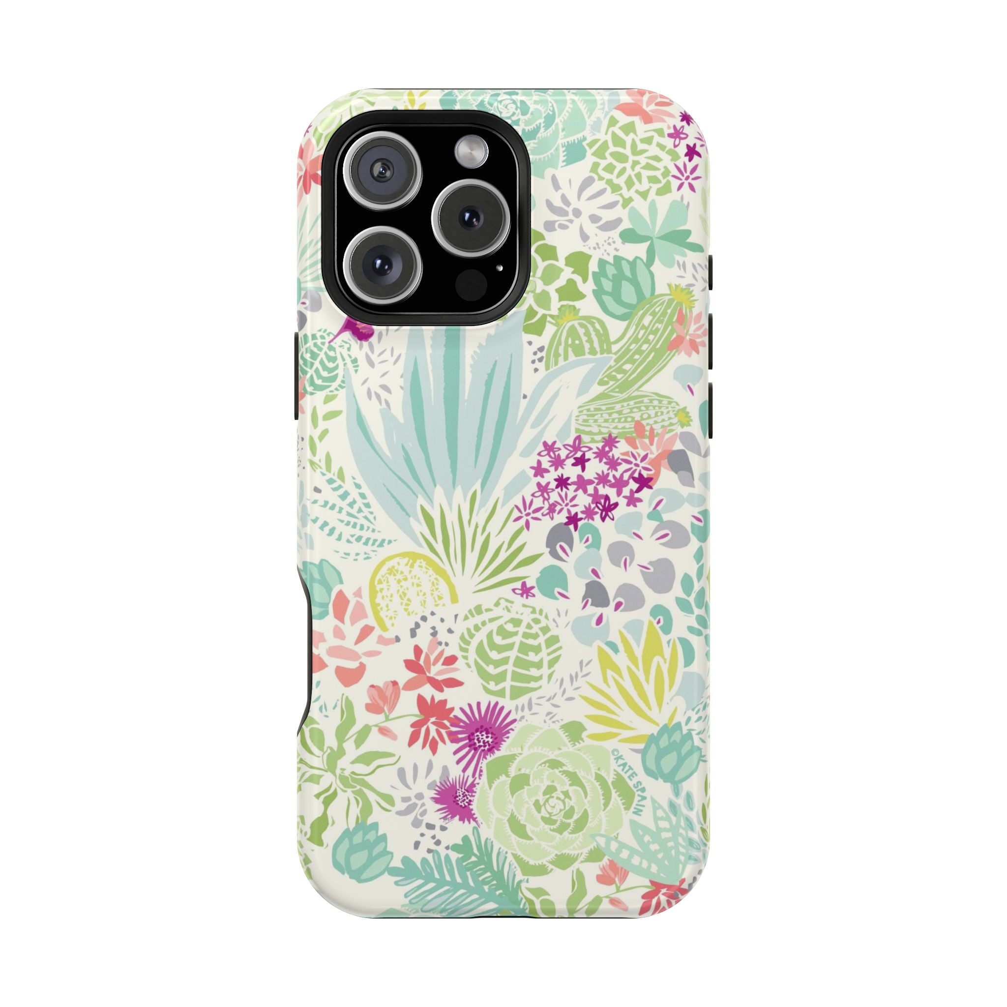 Canyon MagSafe iPhone 16 Pro Case – Matte | aqua, coral, purple, sage green succulent and cactus print