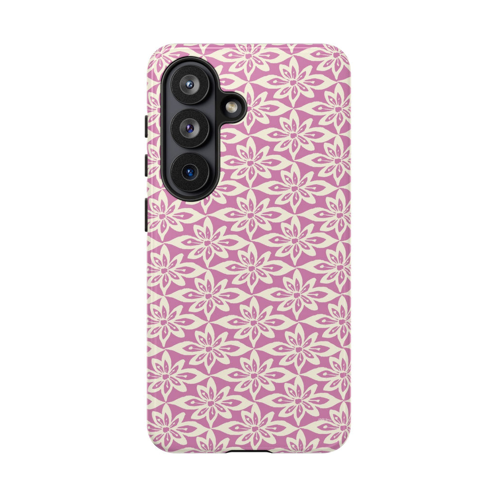 Lily Rose Samsung Galaxy S25 Ultra Matte case — graphic white lily print on soft rose — botanical phone case by Kate Spain