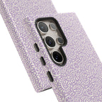 Canto Swirls Lavender Samsung Galaxy S24 Ultra Glossy Case — angled view showing slim profile; lavender folk-art medallion pattern
