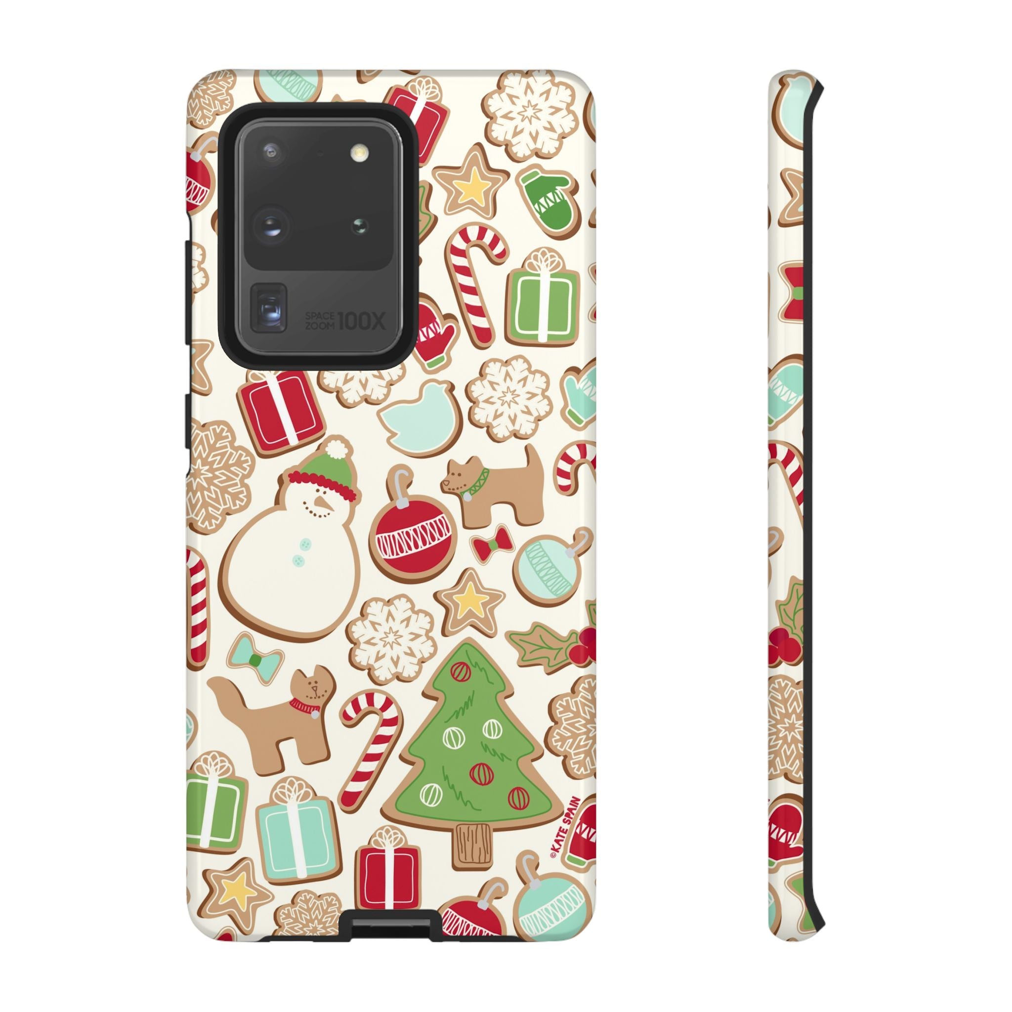 Gingerbread Cookies Samsung Galaxy S20 Ultra Case – Glossy | cream, red, green gingerbread holiday cookie print
