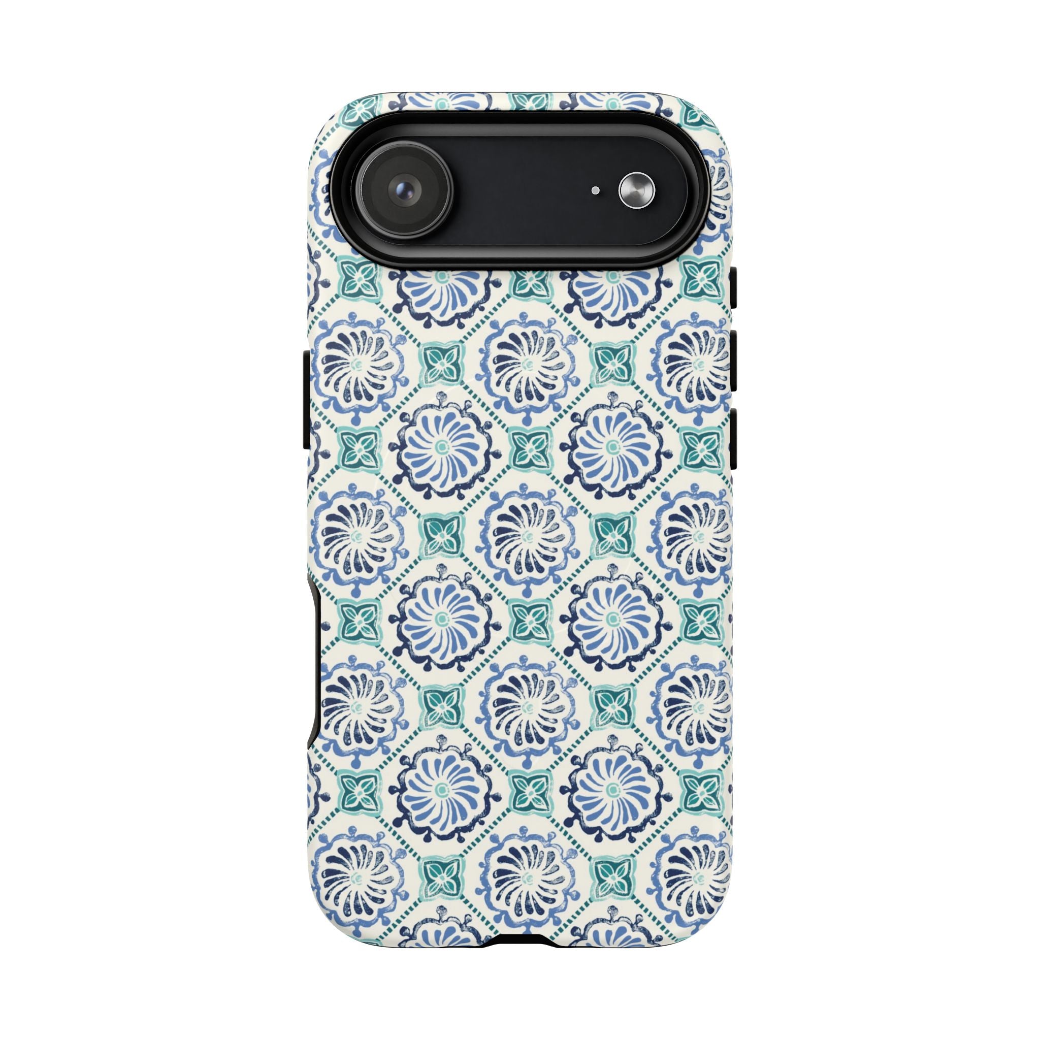 Horizon Blue Tile MagSafe iPhone 17 Air Case – Matte | blue, turquoise, cream white MagSafe compatible, dual-layer protection