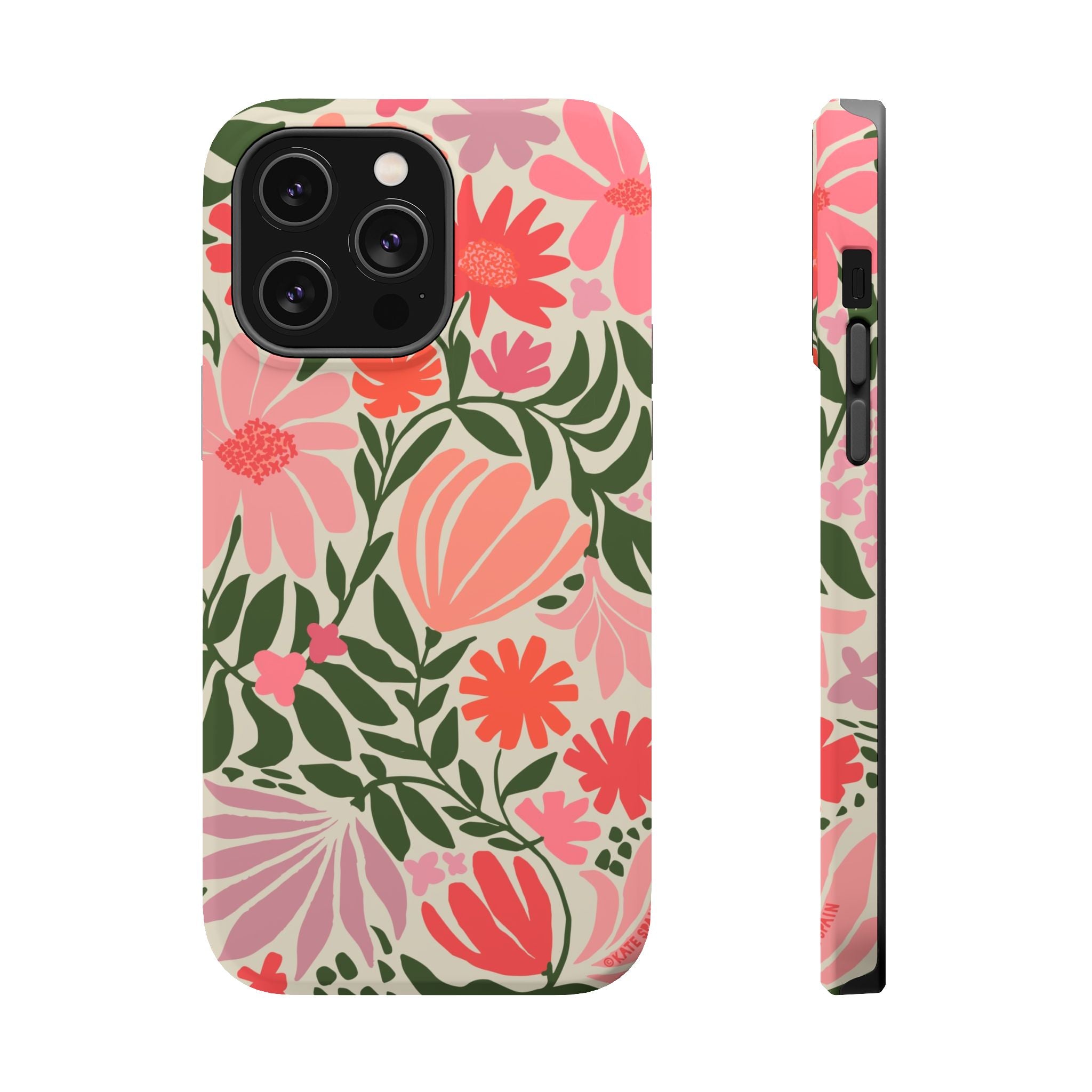 Botanica MagSafe iPhone 14 Pro Max Case – Matte | coral, pink, sage green botanical wildflower print
