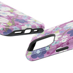 Luxury Cherry Blossom MagSafe iPhone 16 Pro Max Case – side view of buttons and ports in case | mauve, purple, blue, white cherry blossom print