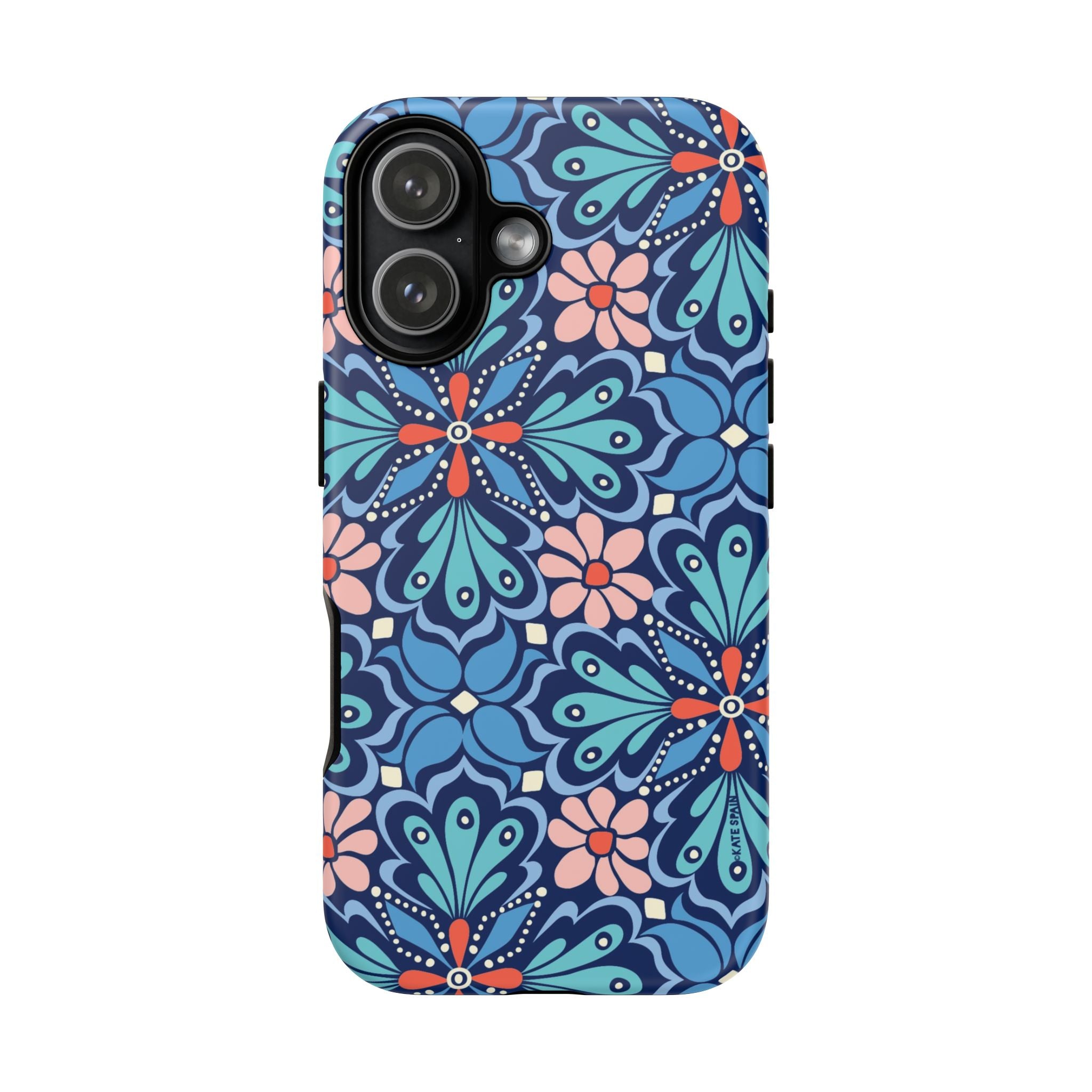 Bolero Tough iPhone 17 Case – Matte | navy, cobalt, blush geometric medallion floral print