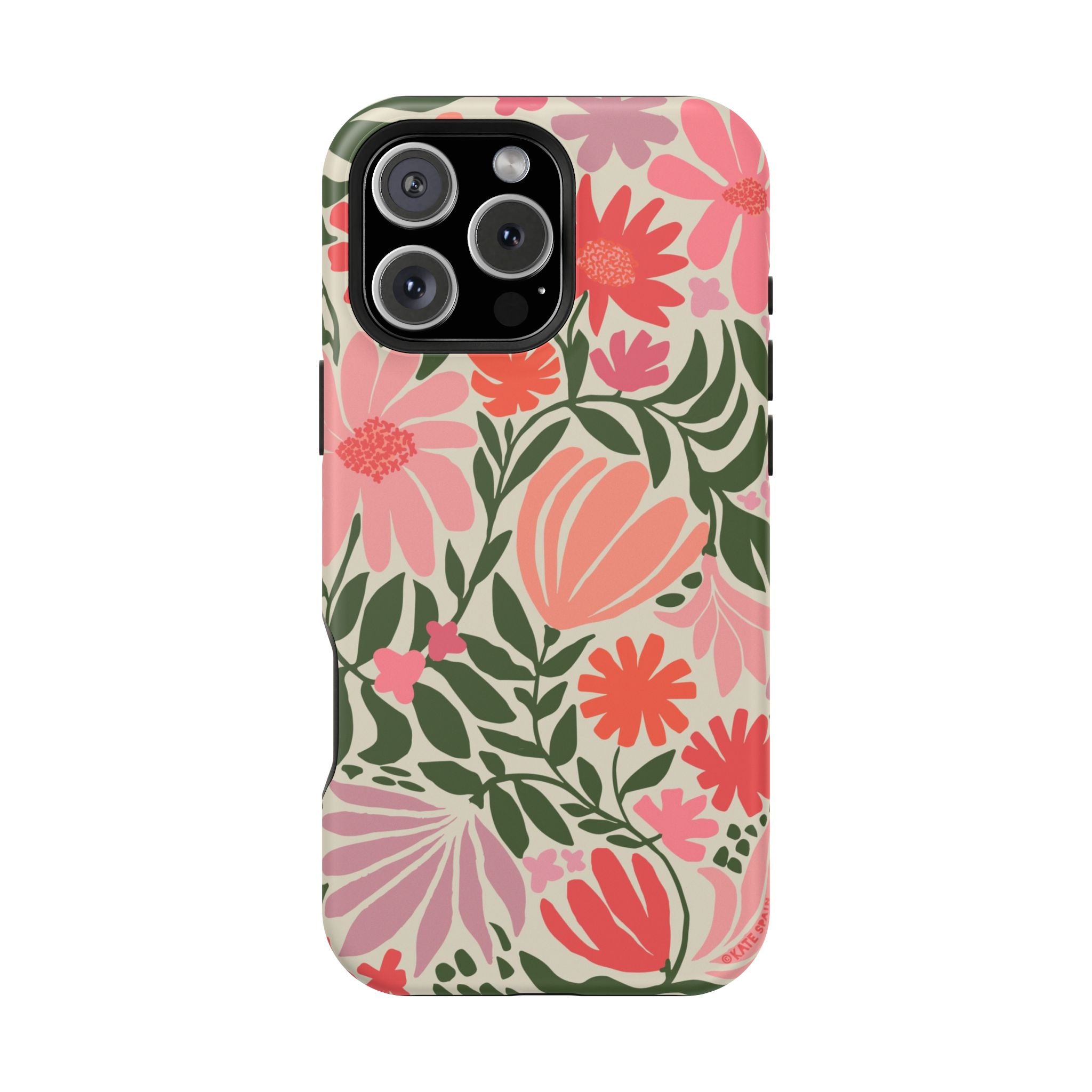 Botanica MagSafe iPhone 16 Pro Max Case – Matte | coral, pink, sage green botanical wildflower print