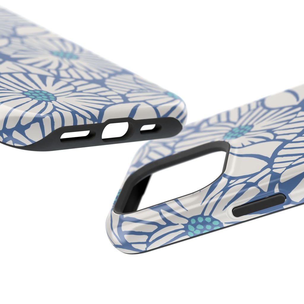 Calendula MagSafe iPhone 16 Pro Max Glossy Case – lifestyle angled view of button, ports, and camera cutout