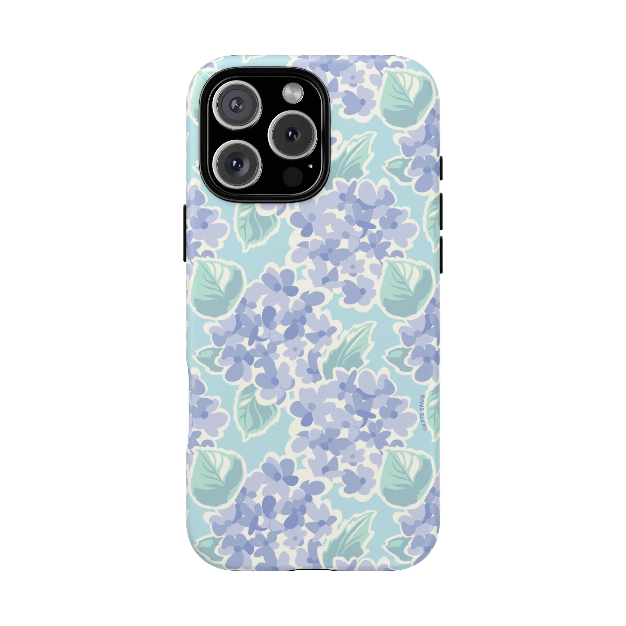 Nantucket Hydrangea Tough iPhone 16 Pro Max Case – Matte | white, lavender, mint watercolor hydrangea print