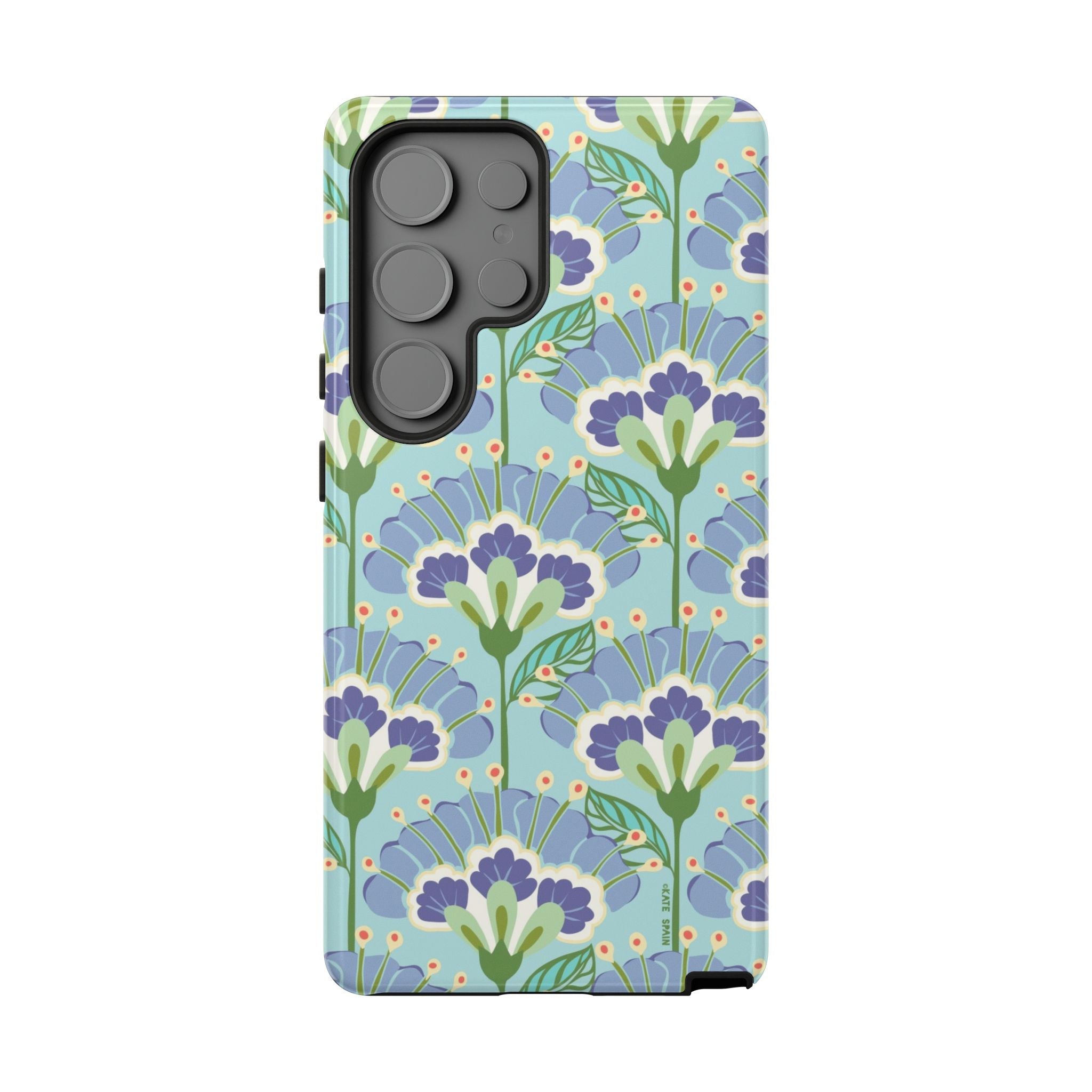 Lantern Flower Samsung Galaxy S25 Ultra Case – Glossy | light blue, lavender, lime green floral print