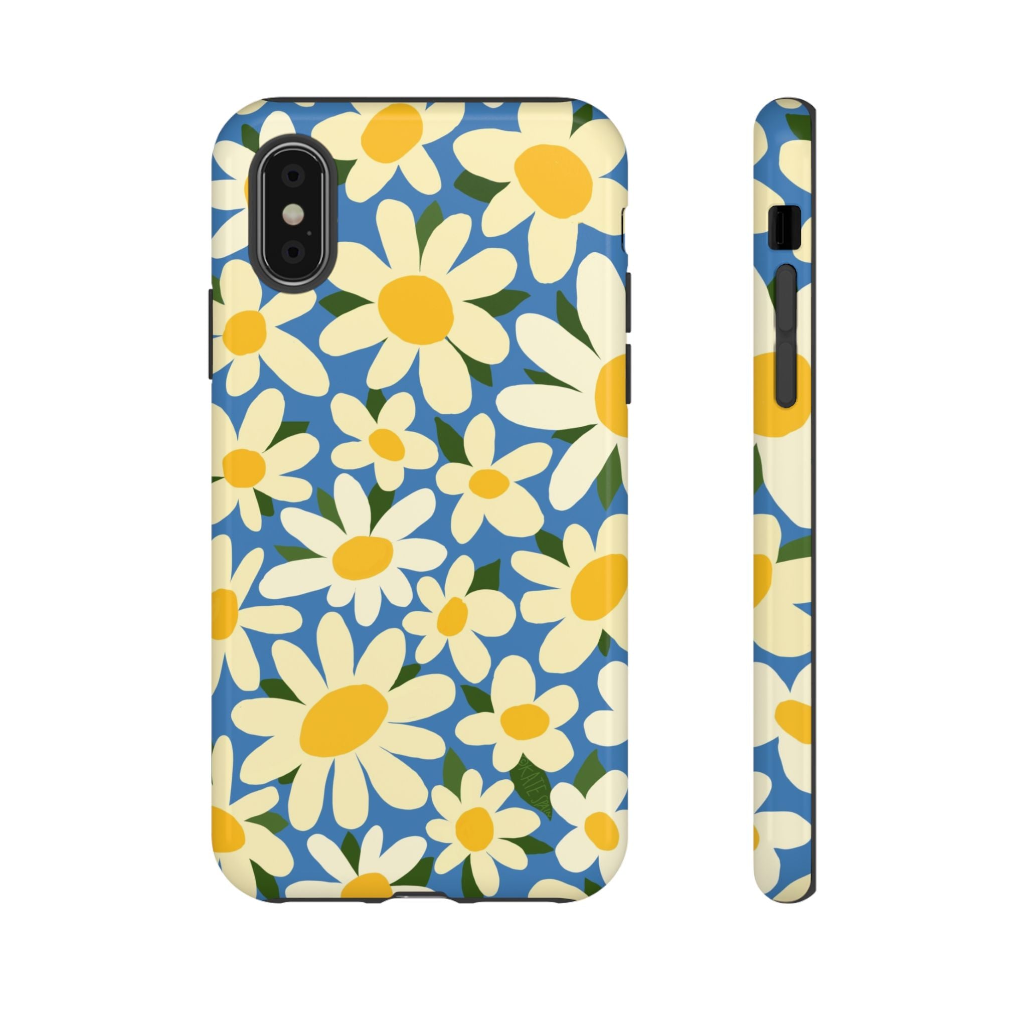 Shasta Daisy Tough iPhone X Case – Glossy | blue, cream, yellow daisy floral print