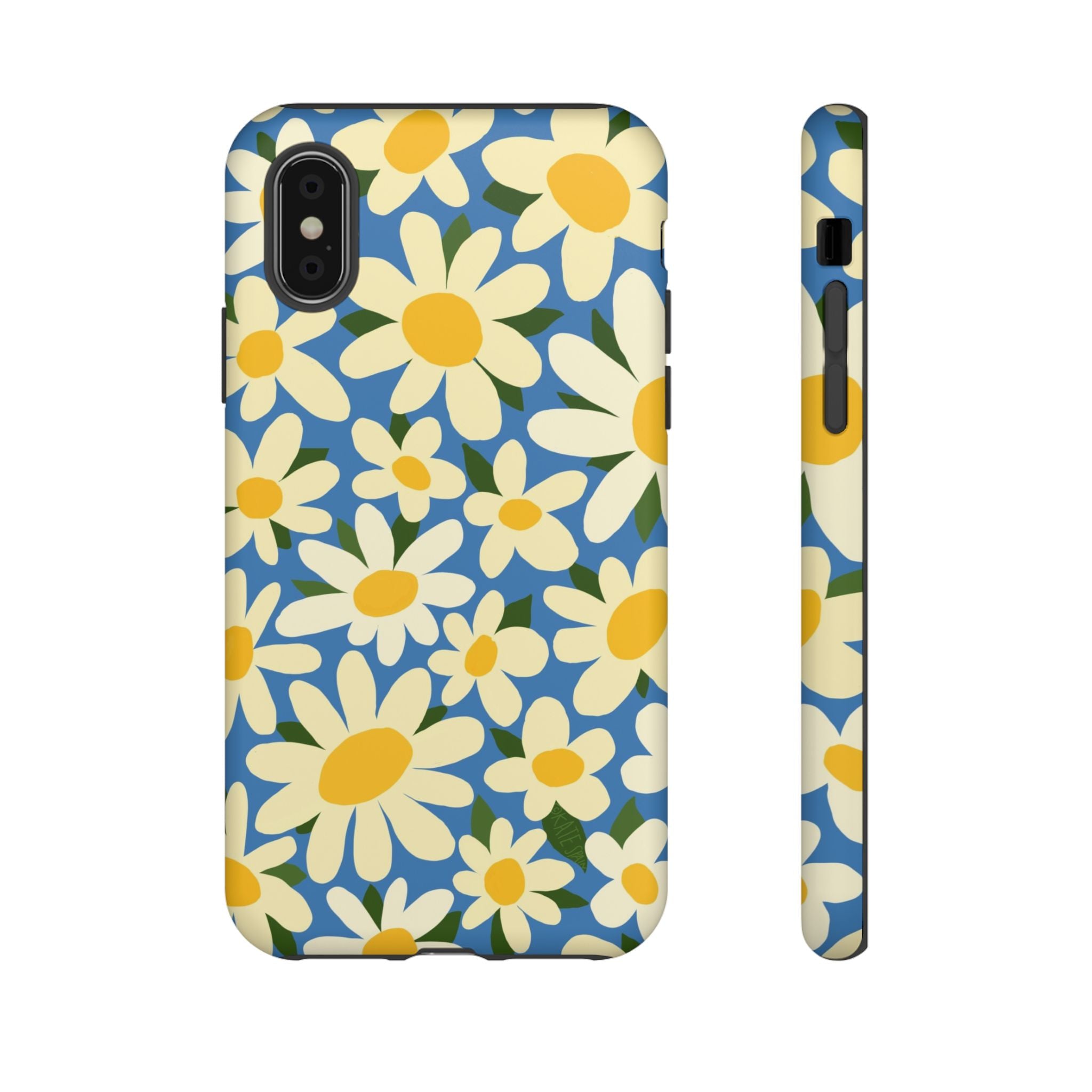 Shasta Daisy Tough iPhone X Case – Matte | blue, cream, yellow daisy floral print