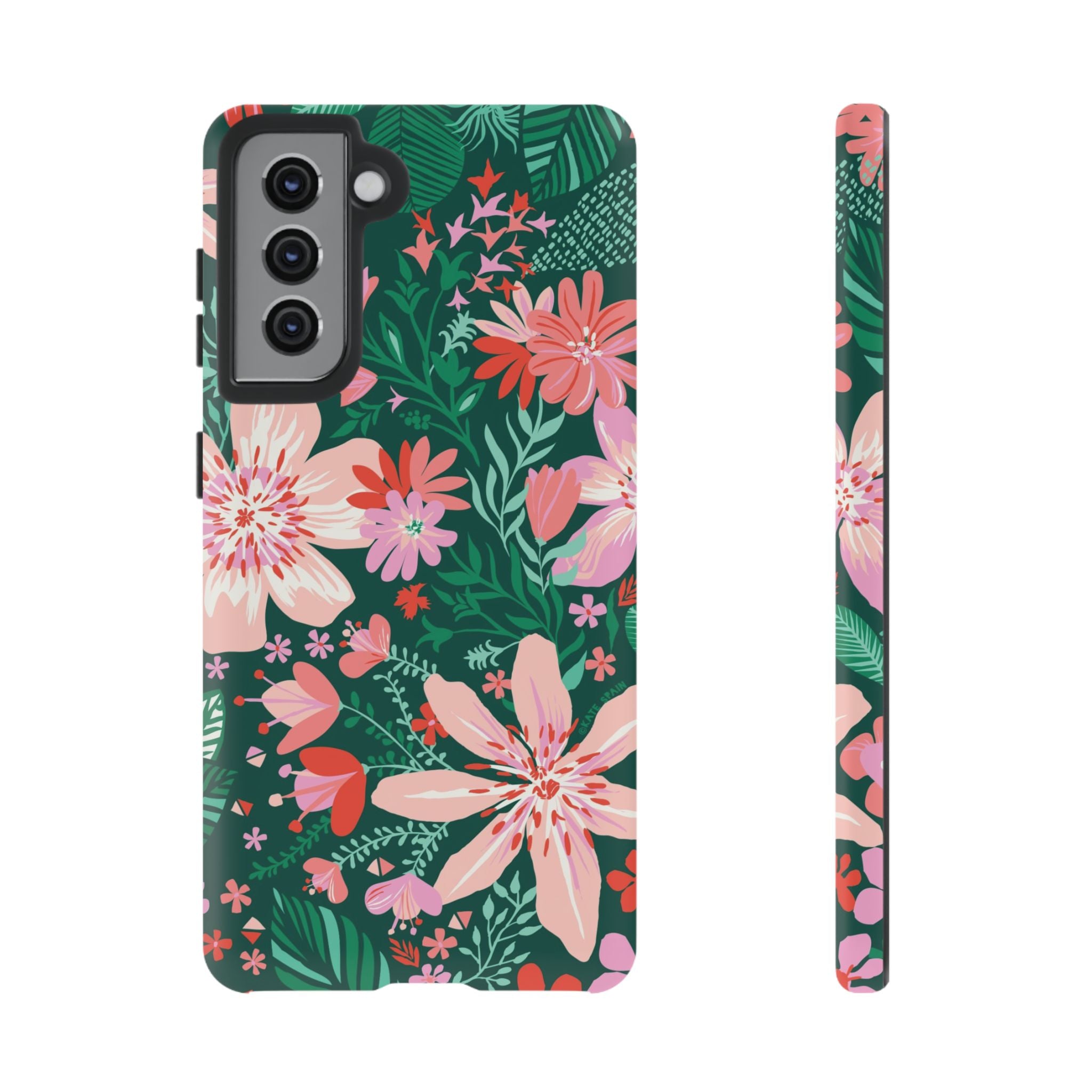 Tropical Bonaire Samsung Galaxy S21 Case – Matte | jade, pink, white tropical floral botanical print