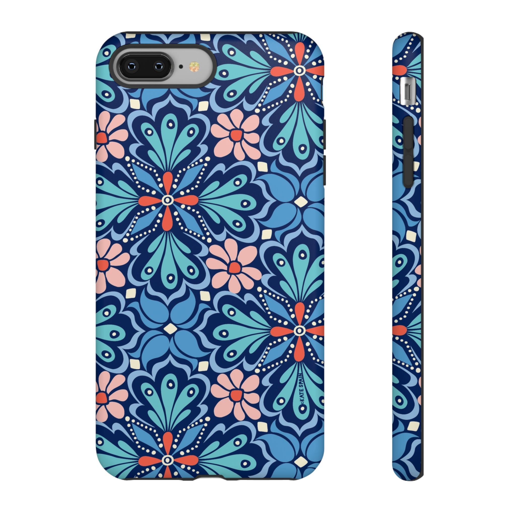 Bolero Tough iPhone 8 Plus Case – Matte | navy, cobalt, blush geometric medallion floral print
