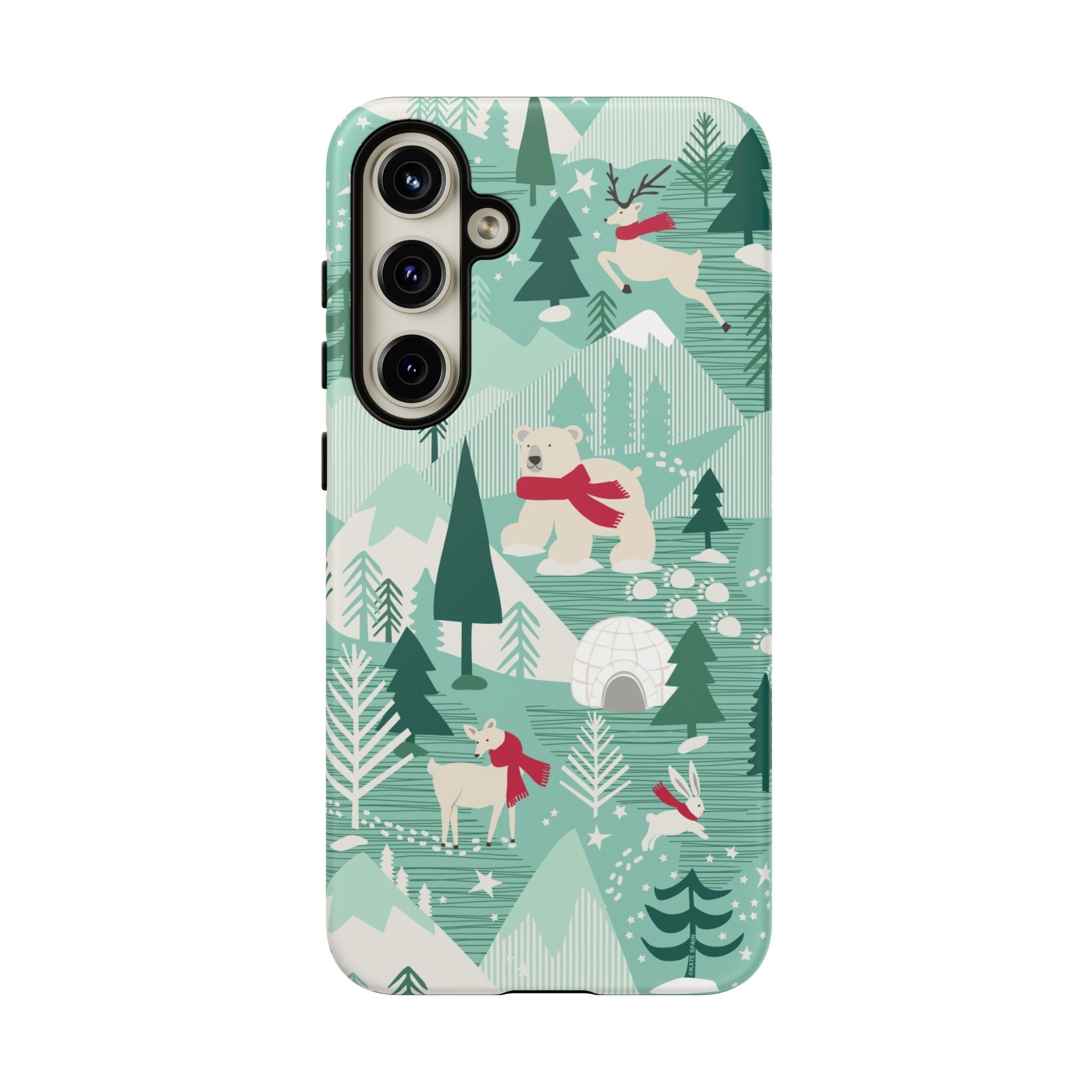 Arctica Winter Samsung Galaxy S24 Plus Case – Matte | aqua, evergreen, white, animal frolic winter wonderland print