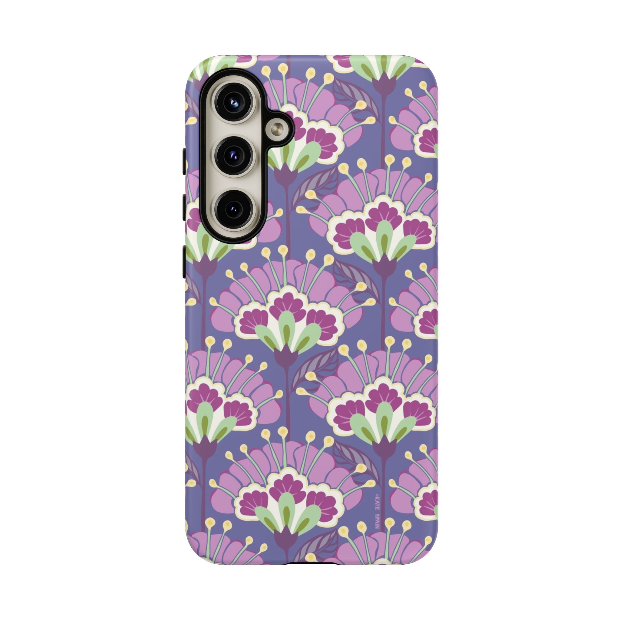 Luxury Lantern Flower Samsung Galaxy S24 Plus Case – Matte | mauve, purple, lime green floral print