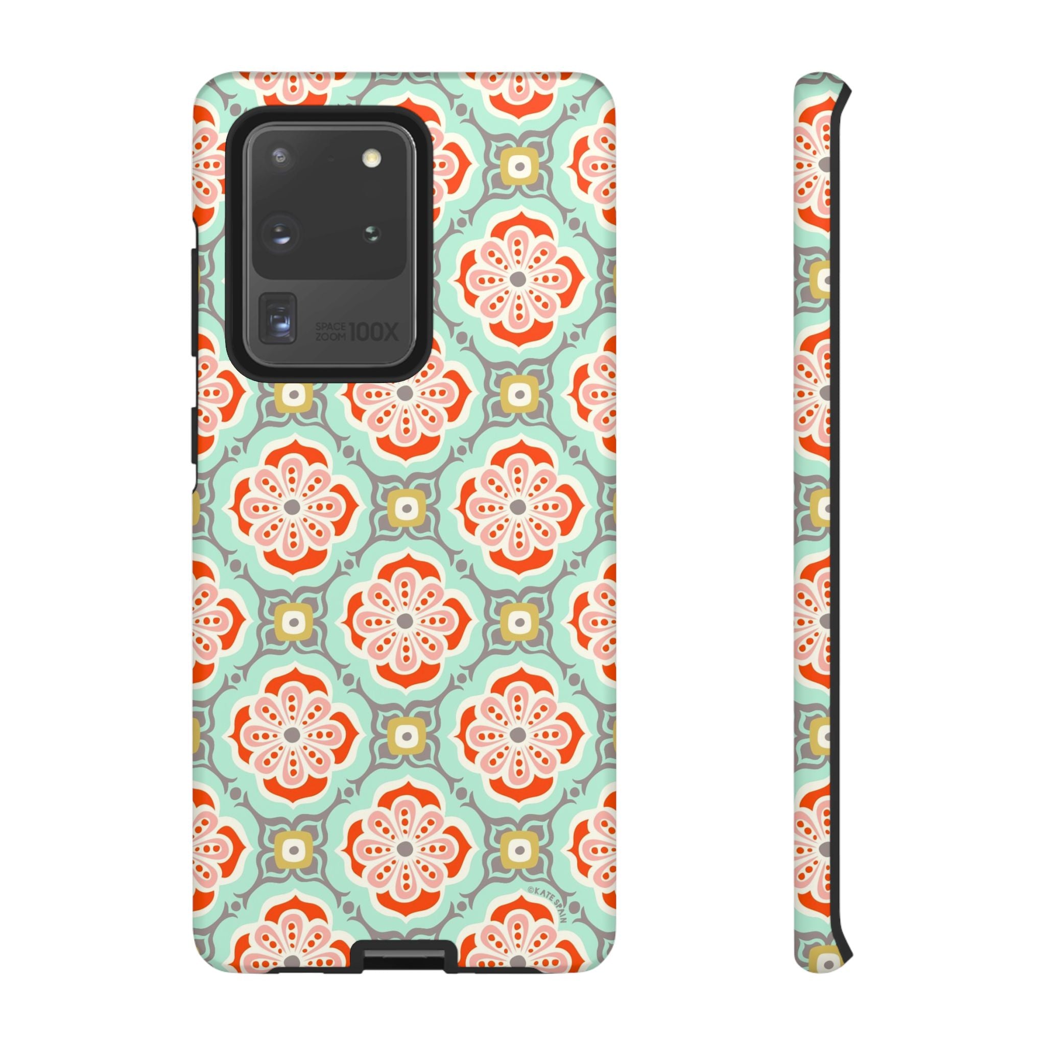Luxury Alhambra Samsung Galaxy S20 Ultra Case – Matte | light turquoise, coral, cream geometric medallion tile print