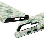 Gardenia Samsung Galaxy S24 Ultra Case – side view of case with buttons and ports in view | white, cream, green gardenia botanical print