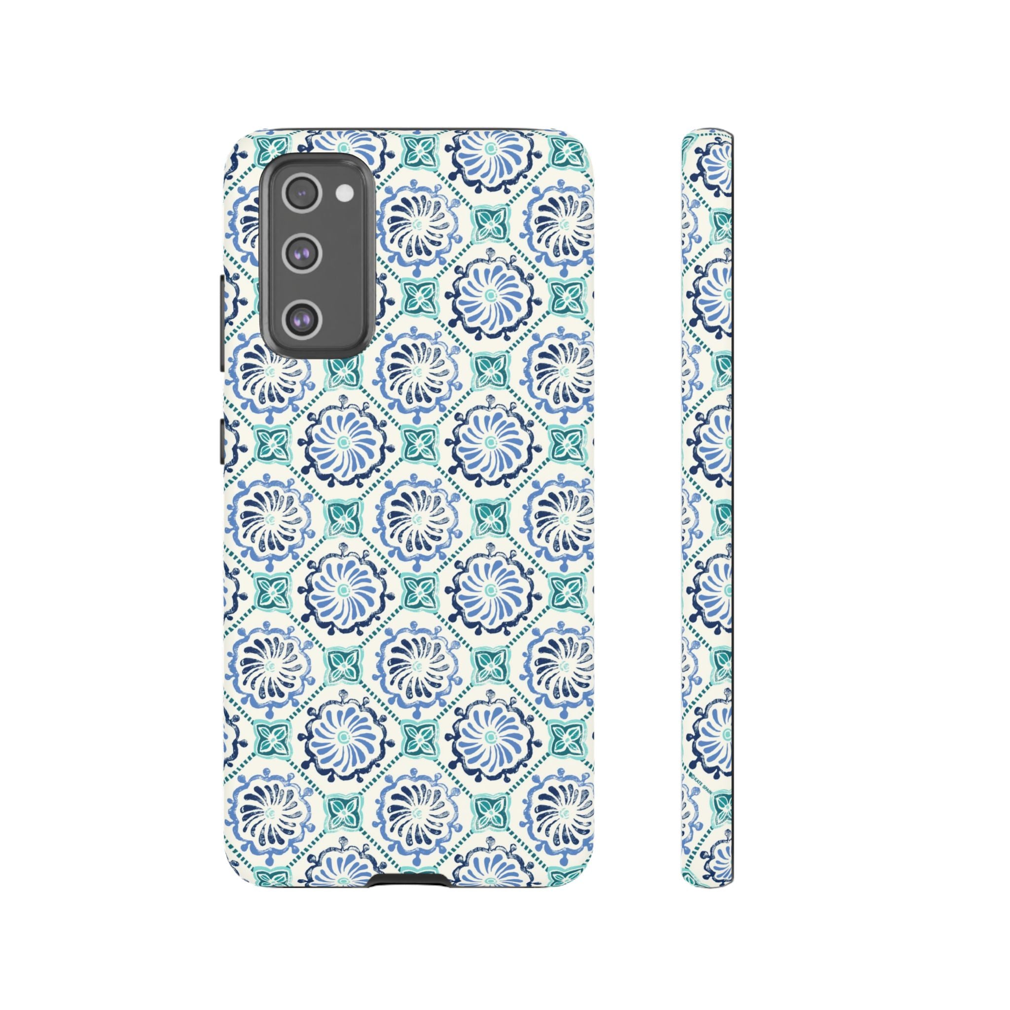 Horizon Blue Tile Samsung Galaxy S20 FE Case – Matte | blue, turquoise, cream white dual-layer protection