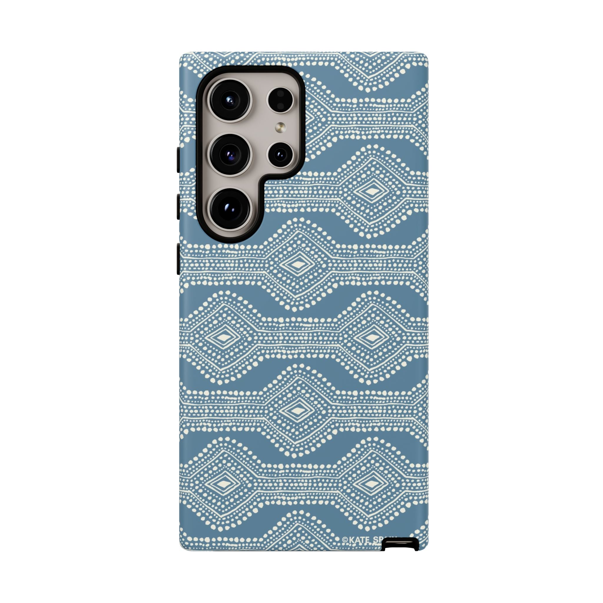 Luxury Diamond Dots Samsung Galaxy S24 Ultra Case – Matte | blue, cream geometric diamond dot lattice print