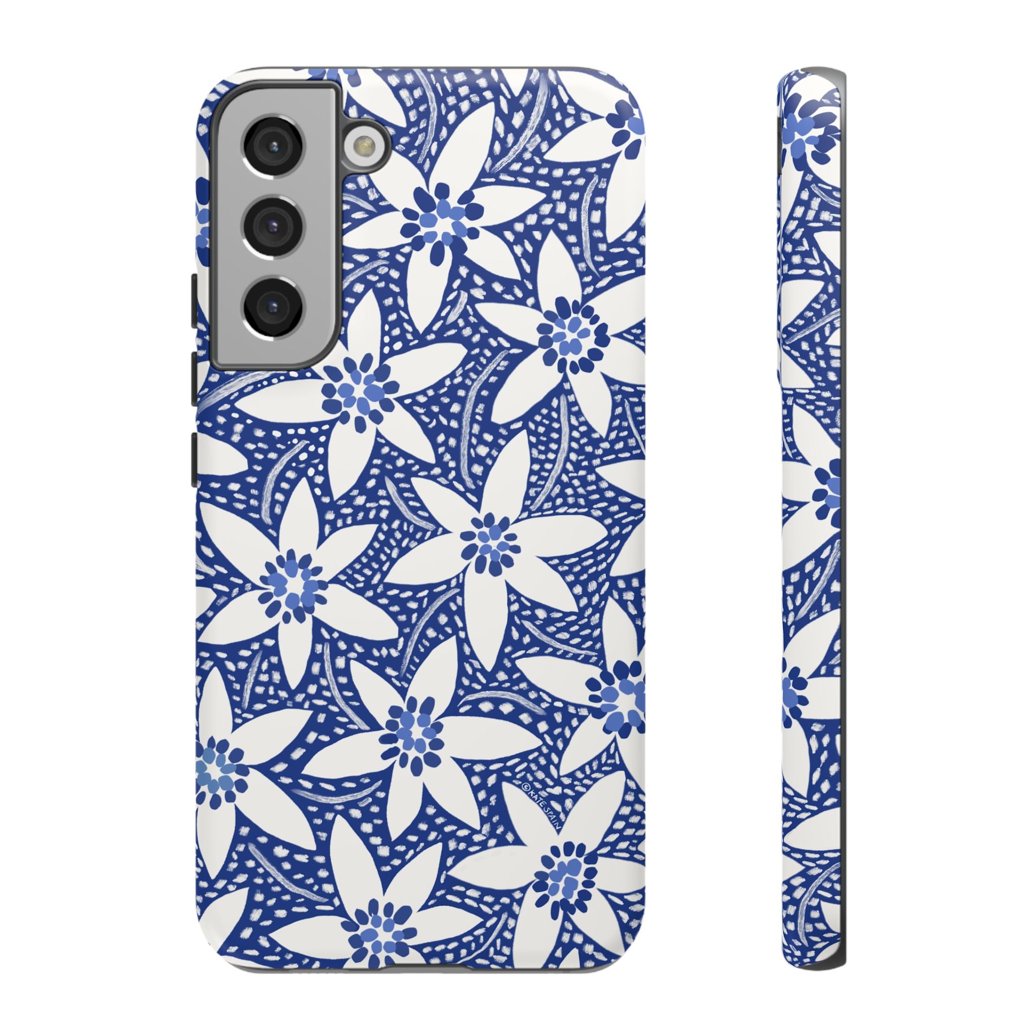 Starflower Samsung Galaxy S22 Plus Case – Matte | navy, white geometric starflower print